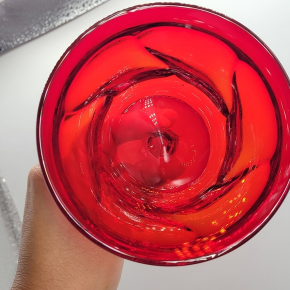 Two Fostoria Jamestown Sherbet Dish Amberina Glass Desert VTG Swirl Rubi Red - Picture 6 of 8